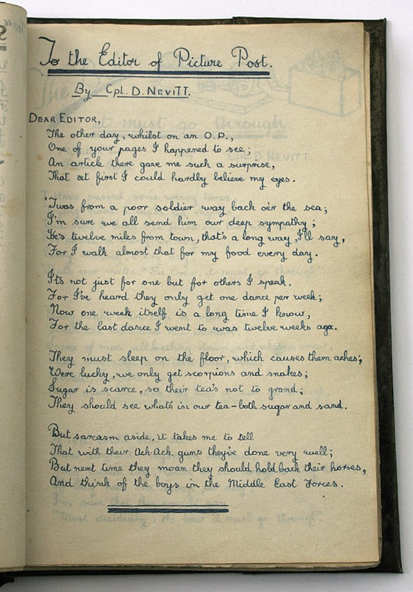 poems for soldiers. This poem by Cpl. D. Nevitt